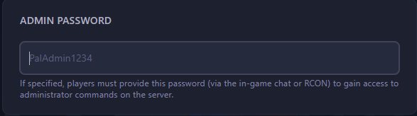Admin Password section