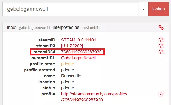 SteamID result